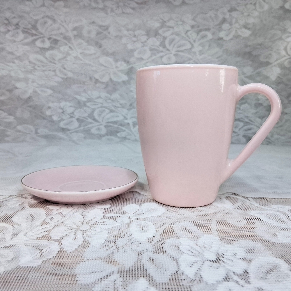 Bormioli Rocco Mug Pink Pastel Tempered Glass With Pink Saucer Cottagecore - Picture 11 of 13